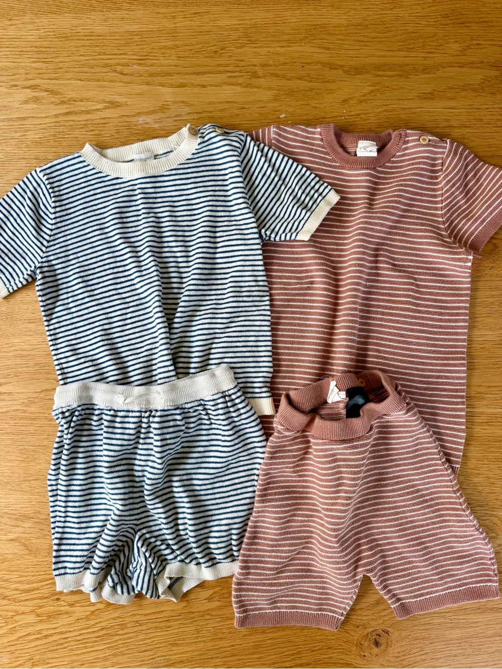 H&M Four Piece Cotton Knit Striped CordinatinSweaters Matching Set Navy & brown - Picture 2 of 8